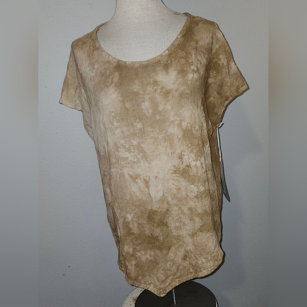 NWT XL OH MY GAUZE Washed Stone Sccop neckline Hem Top